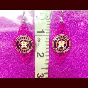 Metal Lace Hot Pink Houston Astros Earrings